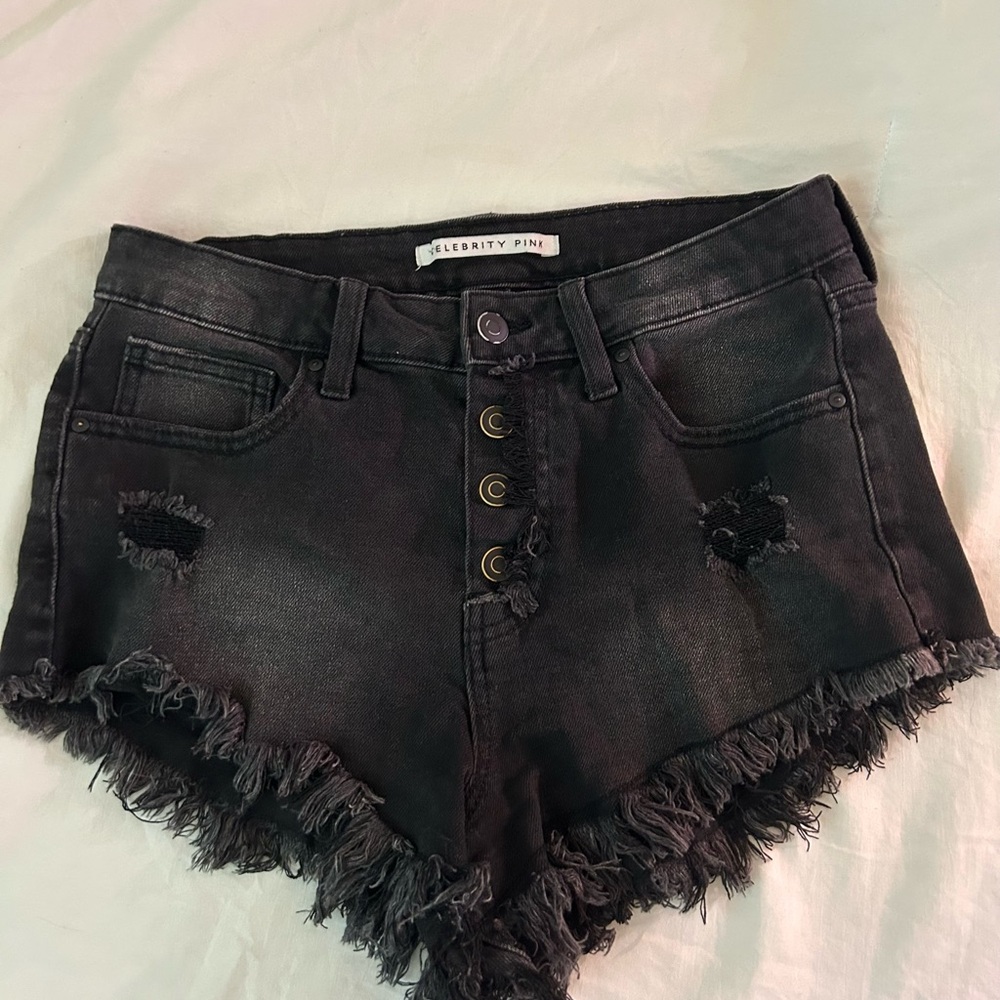 Celebrity Pink Charcoal Distressed Jean Shorts